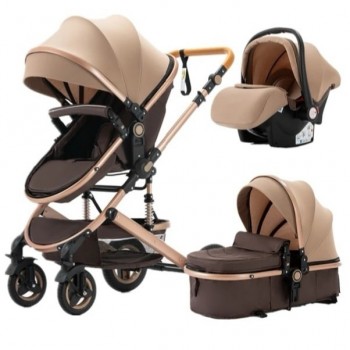 Belecoo poussette 3 en 1 pour bébé facile à plier multifonctionnelle Portable siège de sécurité MARRON