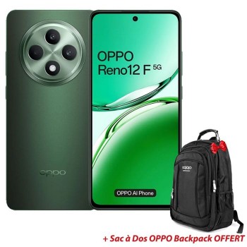 Smartphone OPPO Reno12 F 5G 12Go 256Go Vert Olive + Sac à Dos Backpack Offert