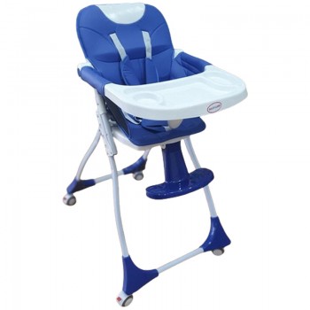 Chaise Haute Bébé Avec Roue Baby Land Bleu