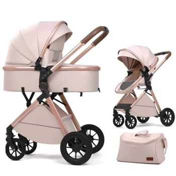 Poussette Landau KIDILO V8 Avec Sac Maman - Beige