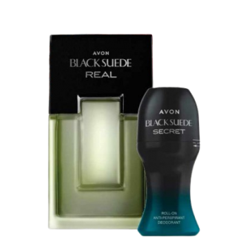 PARFUM AVON BLACK SUEDE HOMME 75 ML + ROLLON 50ML